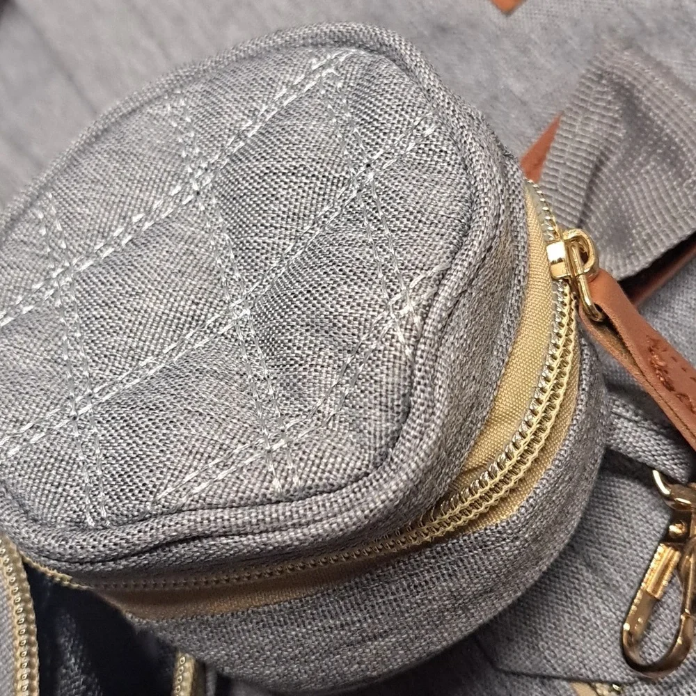SUNSHINE Gray Baby Backpack with Tan Accents